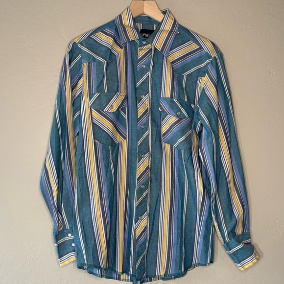 Wrangler Other - Vintage Wrangler Western Shirt Men’s Large – Multicolor Stripe Pearl Snap